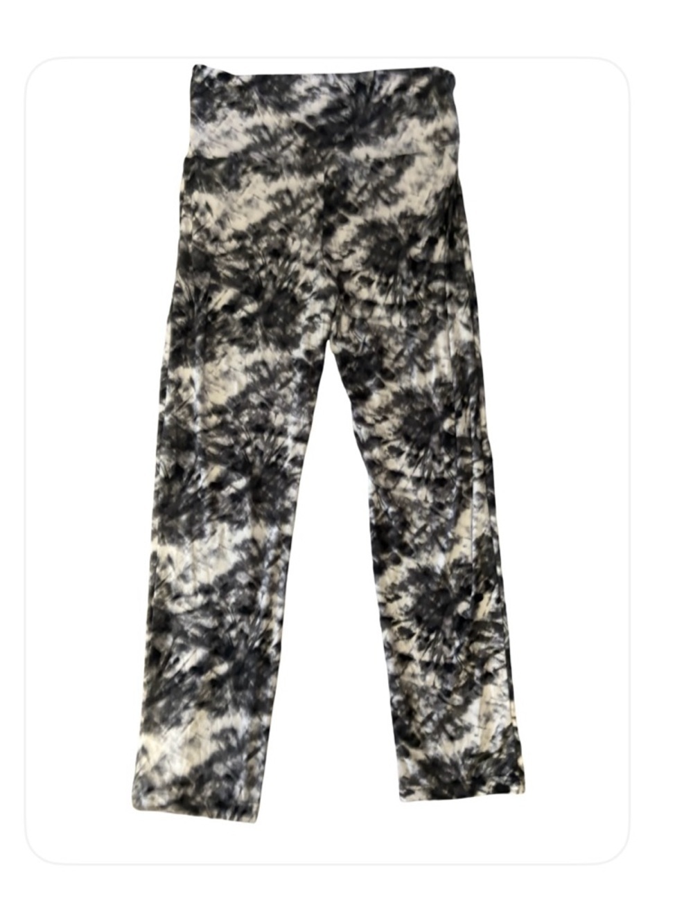 New- 1X black tie-dye soft fold over waist Straight & wide Leg yoga pants